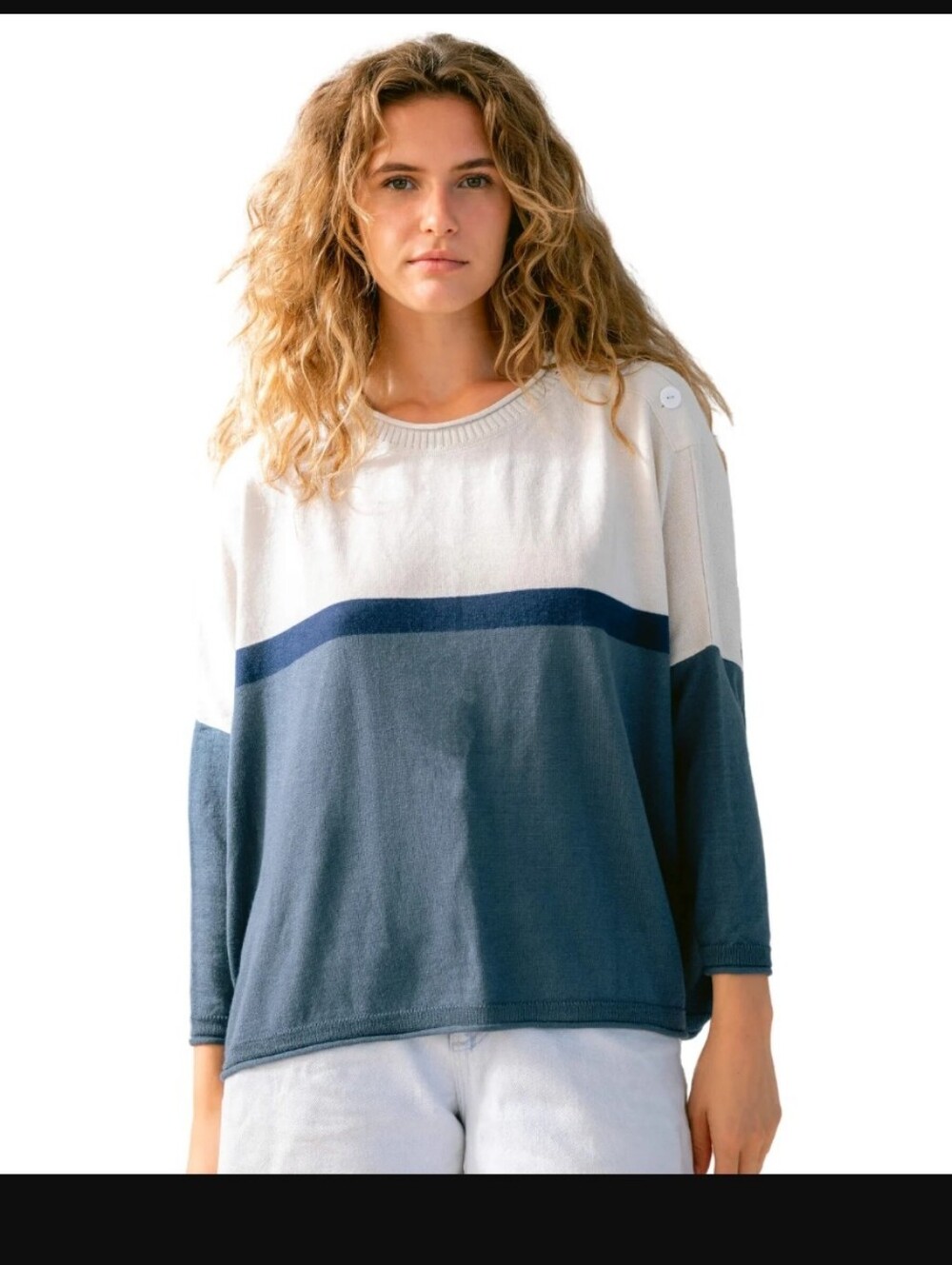 NWT Mersea Wmn Catalina Cropped Colorblock Sweater OS Coastal Cozy Cottage